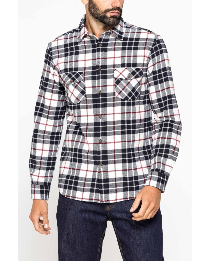 CAMICIA FANTASIA IN FLANELLA PESANTE CON DOPPIO TASCHINO
