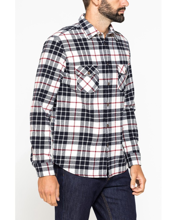 CAMICIA FANTASIA IN FLANELLA PESANTE CON DOPPIO TASCHINO