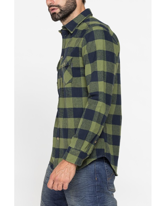 CAMICIA FANTASIA IN FLANELLA PESANTE CON DOPPIO TASCHINO