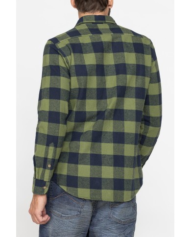 CAMICIA FANTASIA IN FLANELLA PESANTE CON DOPPIO TASCHINO