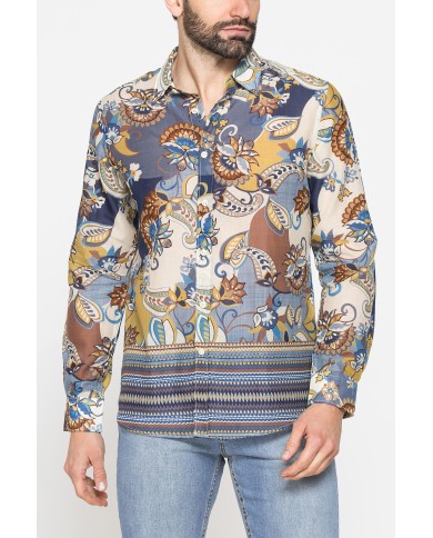 CAMICIA ESTIVA IN COTONE LEGGERO CON COLLO ITALIANO