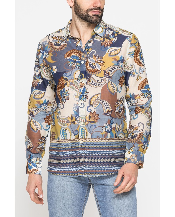 CAMICIA ESTIVA IN COTONE LEGGERO CON COLLO ITALIANO