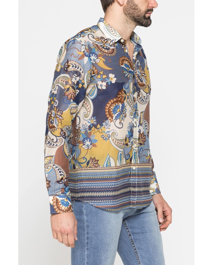 CAMICIA ESTIVA IN COTONE LEGGERO CON COLLO ITALIANO