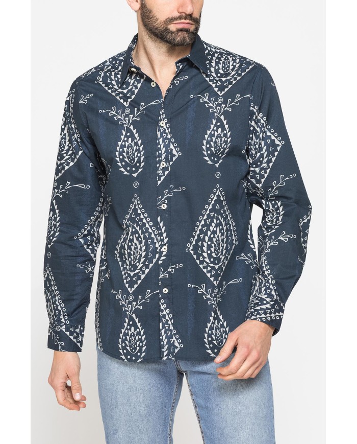 CAMICIA ESTIVA IN COTONE LEGGERO CON COLLO ITALIANO