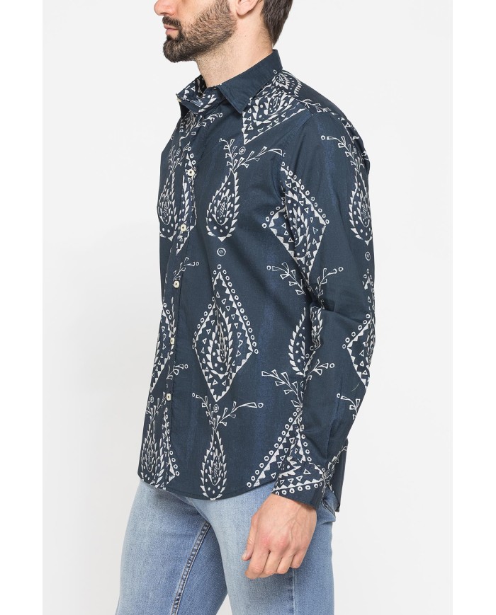 CAMICIA ESTIVA IN COTONE LEGGERO CON COLLO ITALIANO