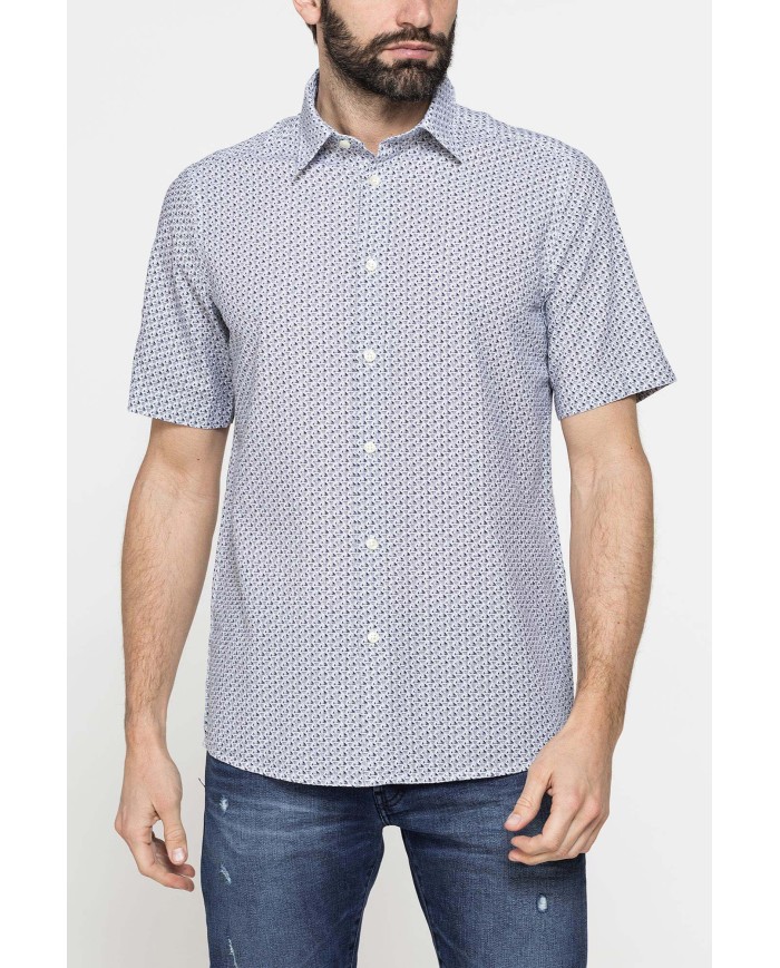 CAMICIA MANICA CORTA CON FANTASIE IN SEERSUCKER