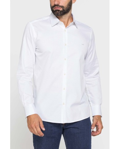 CAMICIA CLASSICA IN JACQUARD CON COLLETTO ITALIANO