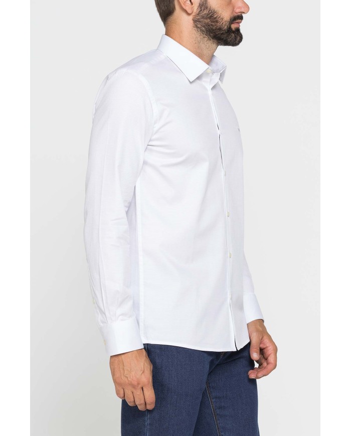 CAMICIA CLASSICA IN JACQUARD CON COLLETTO ITALIANO