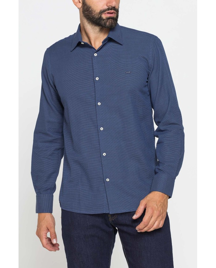 CAMICIA CLASSICA IN JACQUARD CON COLLETTO ITALIANO