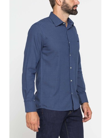 CAMICIA CLASSICA IN JACQUARD CON COLLETTO ITALIANO