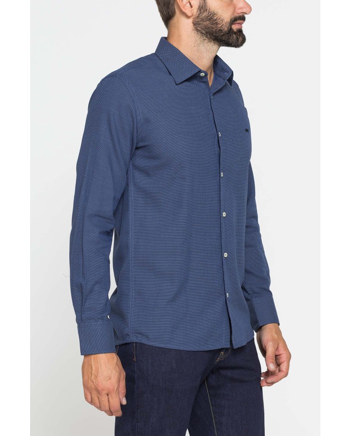 CAMICIA CLASSICA IN JACQUARD CON COLLETTO ITALIANO