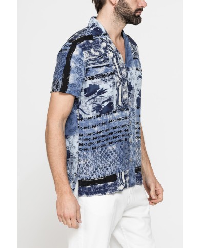 CAMICIA ESTIVA IN FANTASIA CON COLLO BOWLING