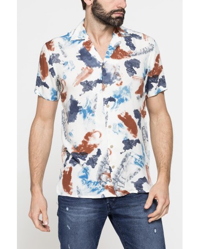 CAMICIA ESTIVA IN FANTASIA CON COLLO BOWLING