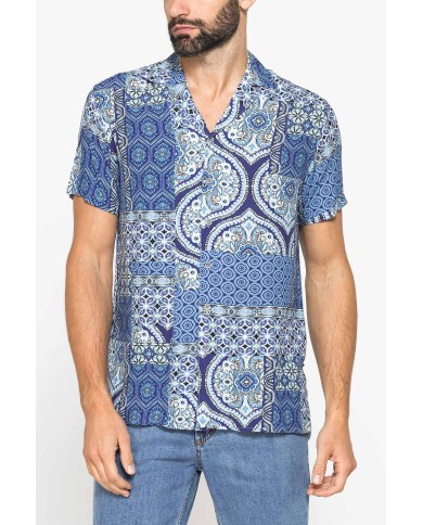 CAMICIA ESTIVA IN FANTASIA CON COLLO BOWLING