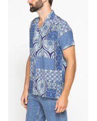 CAMICIA ESTIVA IN FANTASIA CON COLLO BOWLING