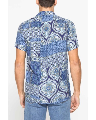 CAMICIA ESTIVA IN FANTASIA CON COLLO BOWLING