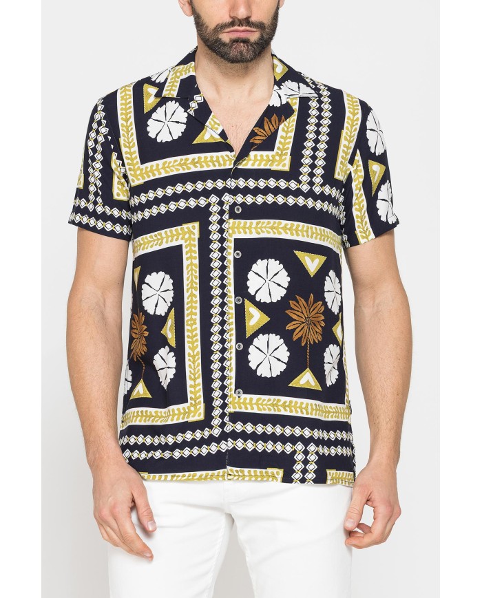 CAMICIA ESTIVA IN FANTASIA CON COLLO BOWLING