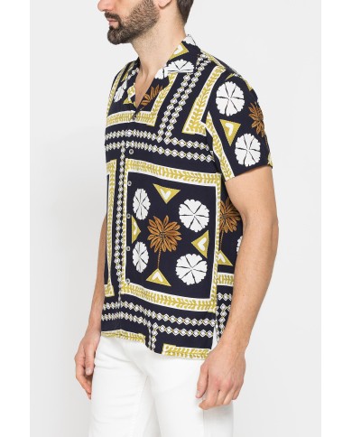 CAMICIA ESTIVA IN FANTASIA CON COLLO BOWLING