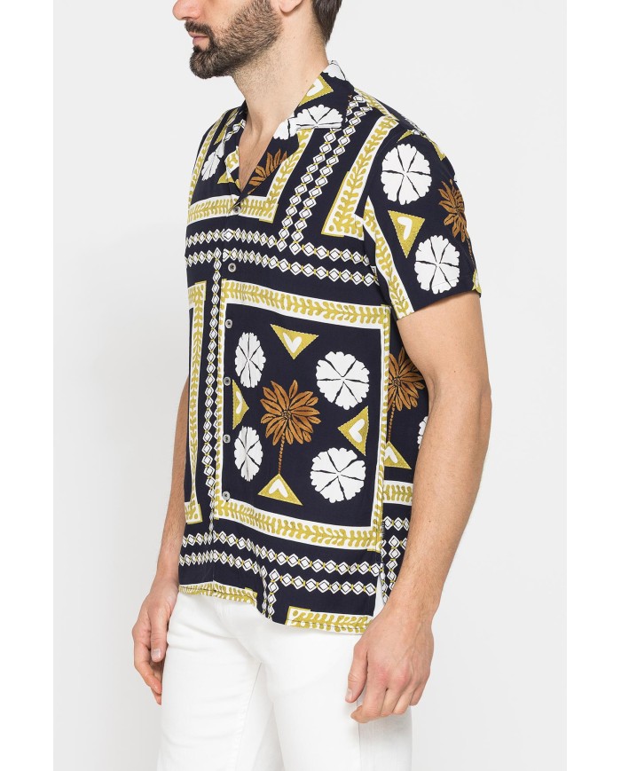 CAMICIA ESTIVA IN FANTASIA CON COLLO BOWLING