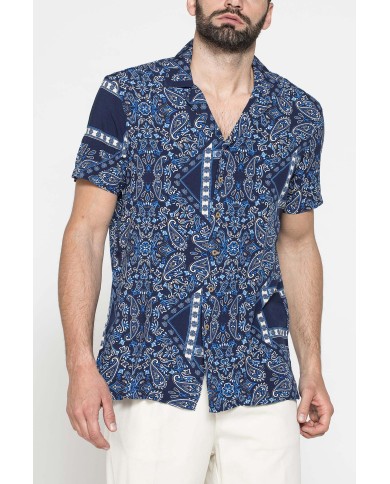 CAMICIA ESTIVA IN FANTASIA CON COLLO BOWLING