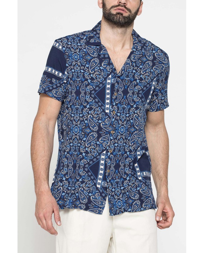 CAMICIA ESTIVA IN FANTASIA CON COLLO BOWLING