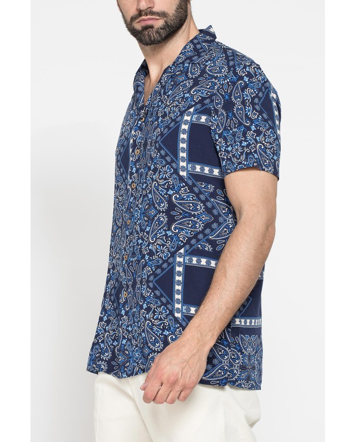 CAMICIA ESTIVA IN FANTASIA CON COLLO BOWLING