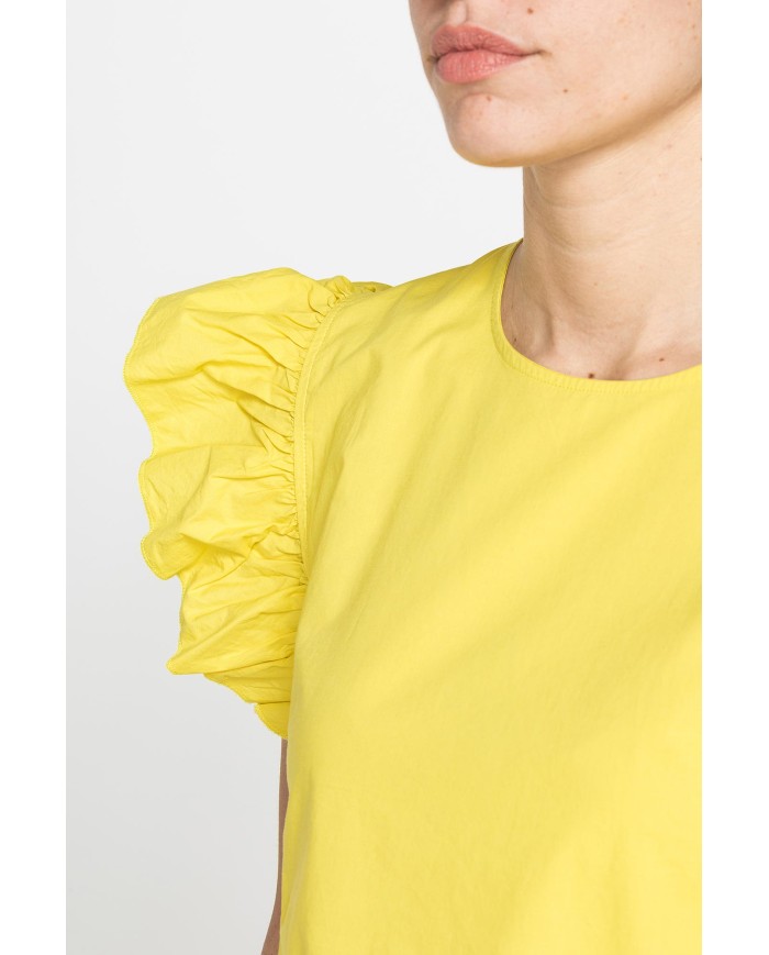 BLUSA CON MANICHE ARRICCIATE IN COTONE