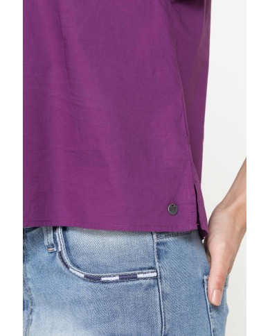 BLUSA CON MANICHE ARRICCIATE IN COTONE BLUSA CON MANICHE ARRICCIATE IN COTONE
