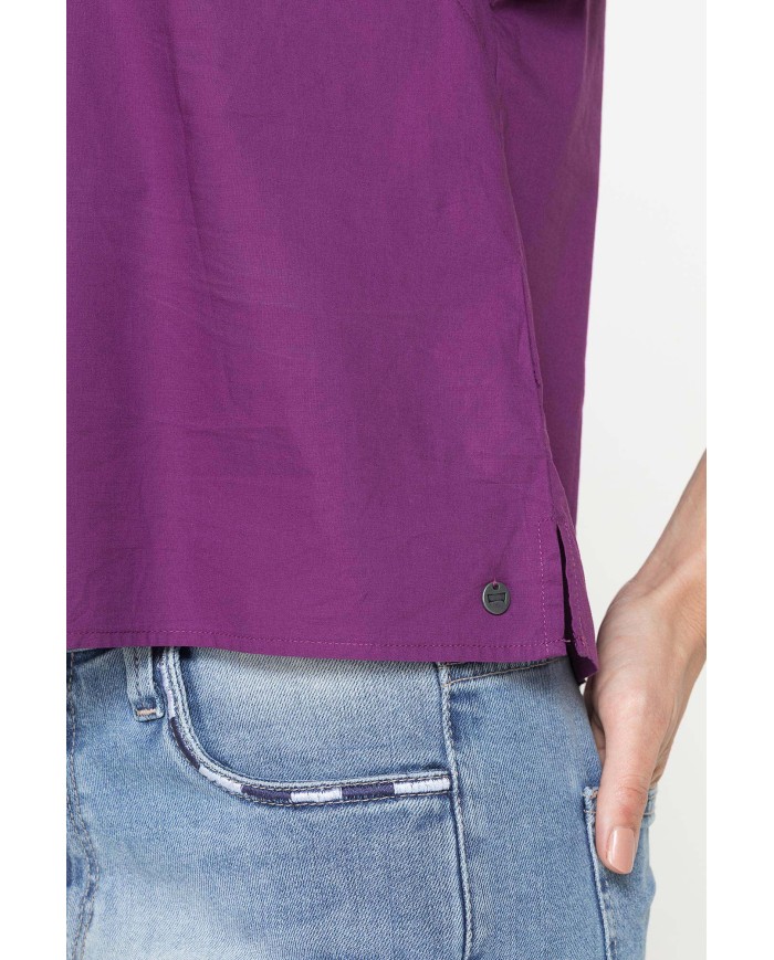 BLUSA CON MANICHE ARRICCIATE IN COTONE