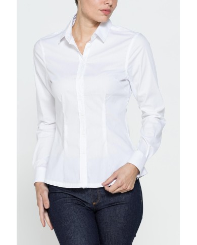 CAMICIA SFIANCATA A MANICHE LUNGHE IN POPELINE STRETCH CAMICIA SFIANCATA A MANICHE LUNGHE IN POPELINE STRETCH