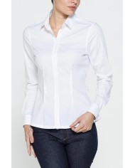 CAMICIA SFIANCATA A MANICHE LUNGHE IN POPELINE STRETCH