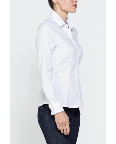CAMICIA SFIANCATA A MANICHE LUNGHE IN POPELINE STRETCH CAMICIA SFIANCATA A MANICHE LUNGHE IN POPELINE STRETCH