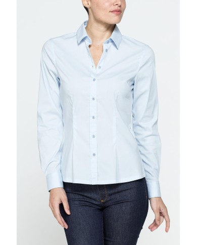 CAMICIA SFIANCATA A MANICHE LUNGHE IN POPELINE STRETCH CAMICIA SFIANCATA A MANICHE LUNGHE IN POPELINE STRETCH