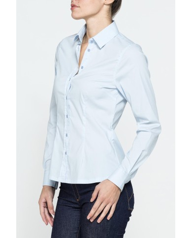 CAMICIA SFIANCATA A MANICHE LUNGHE IN POPELINE STRETCH CAMICIA SFIANCATA A MANICHE LUNGHE IN POPELINE STRETCH