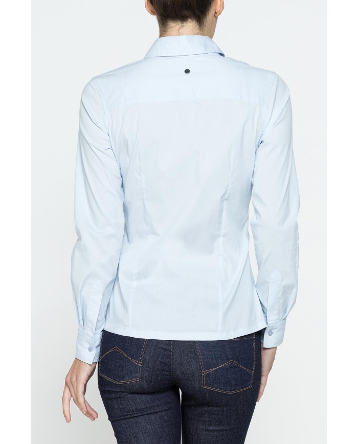 CAMICIA SFIANCATA A MANICHE LUNGHE IN POPELINE STRETCH