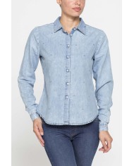CAMICIA IN DENIM LEGGERO CON STRASS