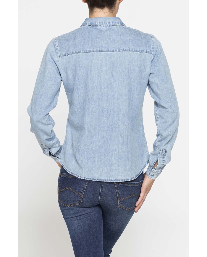 CAMICIA IN DENIM LEGGERO CON STRASS