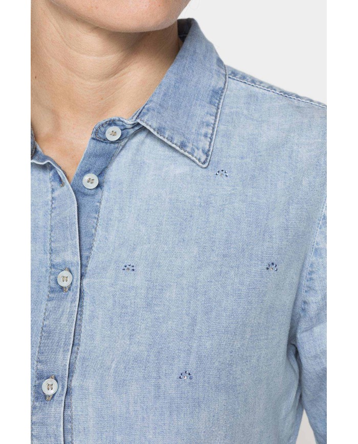CAMICIA IN DENIM LEGGERO CON STRASS