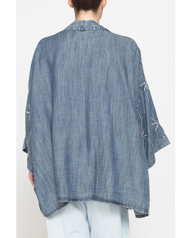 KIMONO IN CHAMBRAY CON RICAMI KIMONO IN CHAMBRAY CON RICAMI