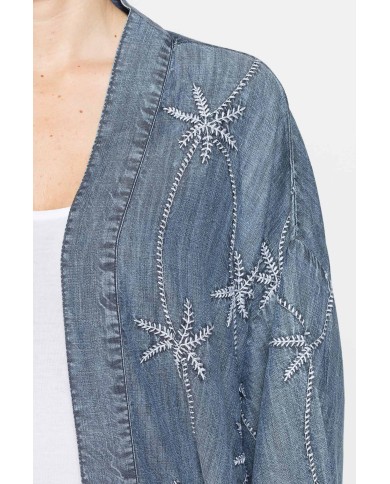 KIMONO IN CHAMBRAY CON RICAMI KIMONO IN CHAMBRAY CON RICAMI