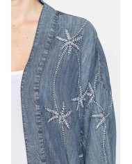 KIMONO IN CHAMBRAY CON RICAMI