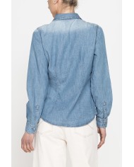 CAMICIA IN DENIM A MANICHE LUNGHE SLIM IN PURO COTONE
