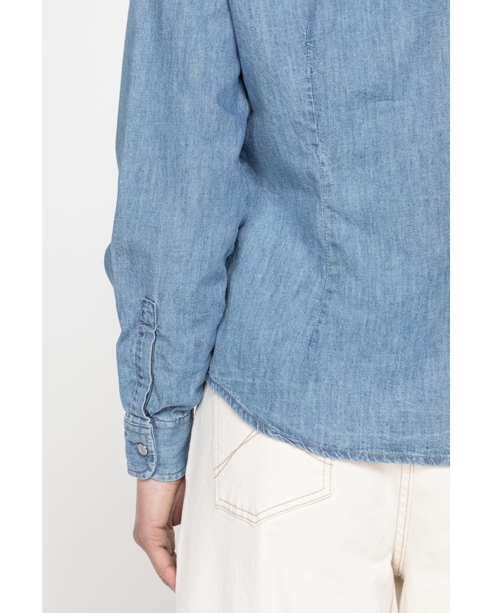 CAMICIA IN DENIM A MANICHE LUNGHE SLIM IN PURO COTONE