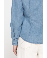 CAMICIA IN DENIM A MANICHE LUNGHE SLIM IN PURO COTONE