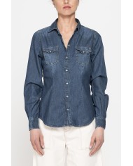 CAMICIA IN DENIM A MANICHE LUNGHE SLIM IN PURO COTONE