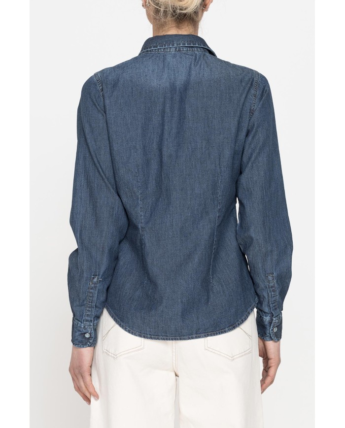 CAMICIA IN DENIM A MANICHE LUNGHE SLIM IN PURO COTONE