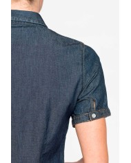 CAMICIA SLIM FIT A MANICA CORTA IN DENIM LEGGERO 7oz