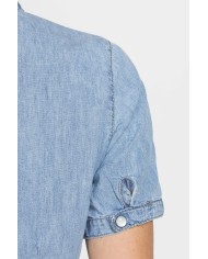 CAMICIA SLIM FIT A MANICA CORTA IN DENIM LEGGERO 7oz