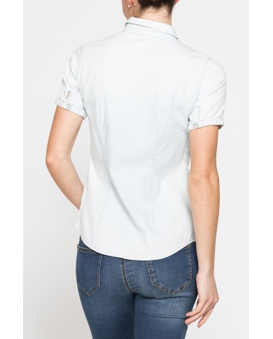 CAMICIA SLIM FIT A MANICA CORTA IN DENIM LEGGERO 7oz CAMICIA SLIM FIT A MANICA CORTA IN DENIM LEGGERO 7oz