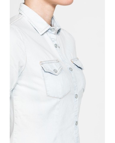 CAMICIA SLIM FIT A MANICA CORTA IN DENIM LEGGERO 7oz CAMICIA SLIM FIT A MANICA CORTA IN DENIM LEGGERO 7oz